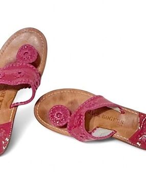 Jack Rogers Pink Whipstitch Scroll Sandals